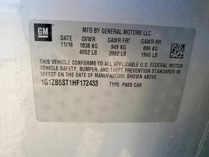 Aukcja sprzedaży 2017 Chevrolet Malibu, vin: 1G1ZB5ST1HF172433, numer aukcji: 59534576