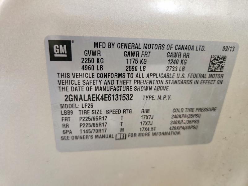 Продаж на аукціоні авто 2014 Chevrolet Equinox, vin: 2GNALAEK4E6131532, номер лоту: 59090916