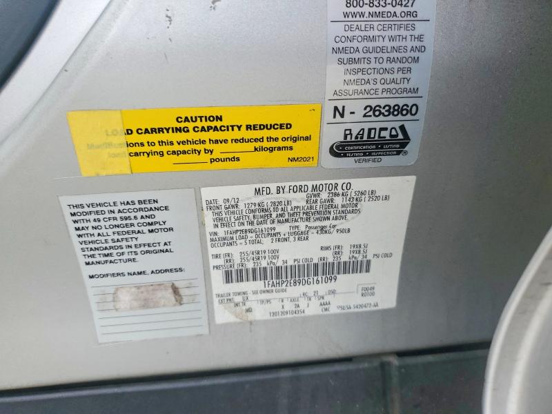 2013 Ford Taurus მანქანა იყიდება აუქციონზე, vin: 1FAHP2E89DG161099, აუქციონის ნომერი: 55877476