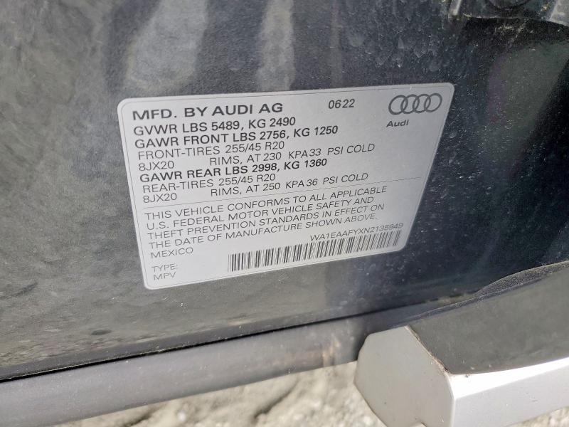 Продажа на аукционе авто 2022 Audi Q5, vin: WA1EAAFYXN2135949, номер лота: 57476116