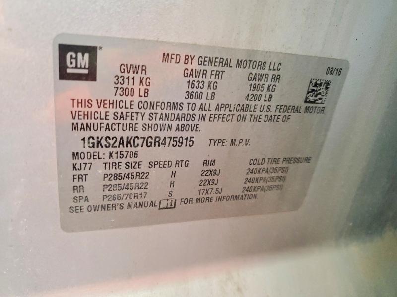 2016 Gmc Yukon მანქანა იყიდება აუქციონზე, vin: 1GKS2AKC7GR475915, აუქციონის ნომერი: 56573936