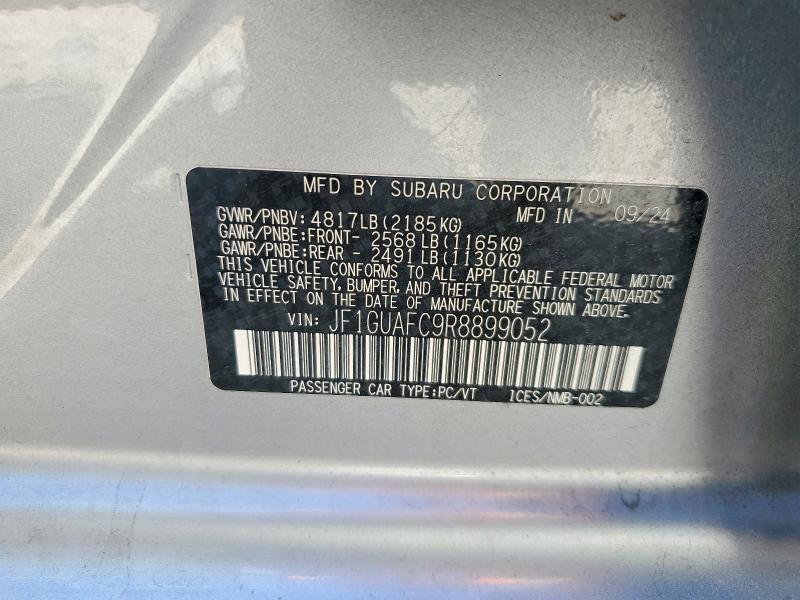 Продаж на аукціоні авто 2024 Subaru Impreza, vin: JF1GUAFC9R8899052, номер лоту: 58267526