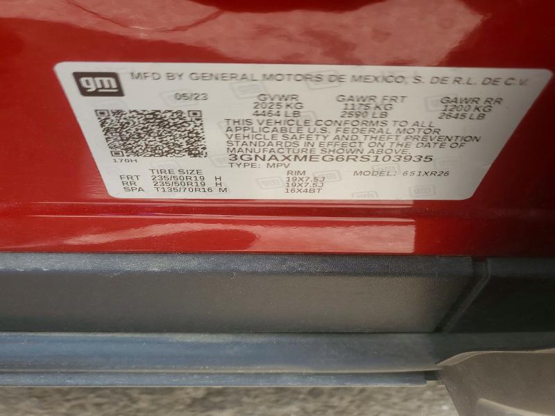 Продажа на аукционе авто 2024 Chevrolet Equinox, vin: 3GNAXMEG6RS103935, номер лота: 58041596