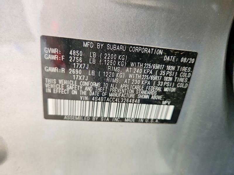 Продаж на аукціоні авто 2020 Subaru Outback, vin: 4S4BTACC4L3264848, номер лоту: 58262486