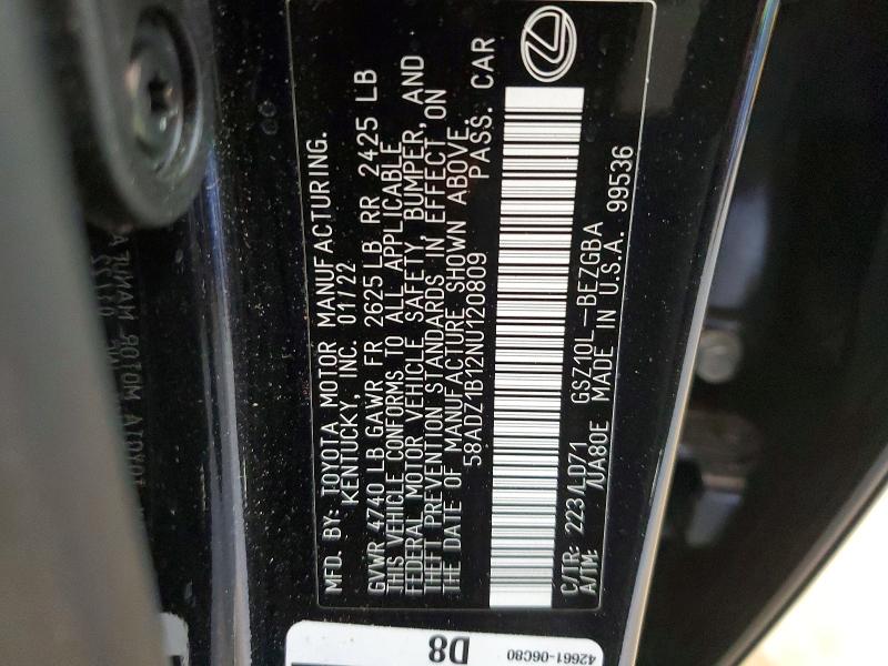 Продаж на аукціоні авто 2022 Lexus Es 350, vin: 58ADZ1B12NU120809, номер лоту: 57399446