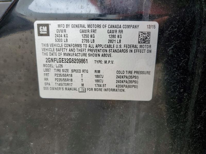 56754356 :رقم المزاد ، 2GNFLGE32G6209861 vin ، 2016 Chevrolet Equinox مزاد بيع