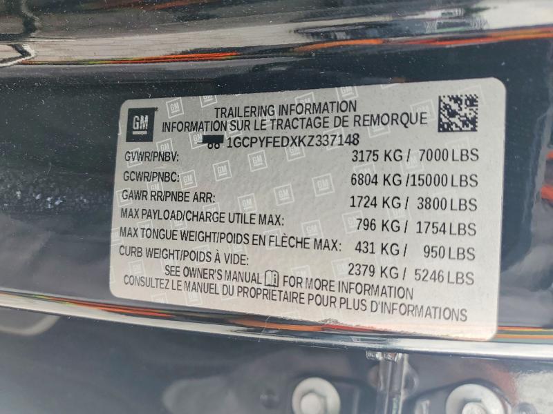 Продаж на аукціоні авто 2019 Chevrolet Silverado, vin: 1GCPYFEDXKZ337148, номер лоту: 58109446