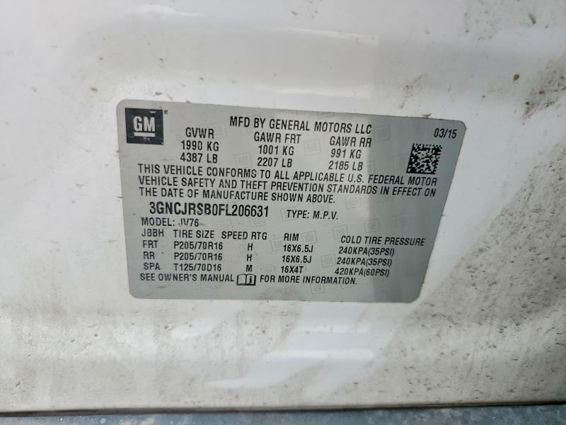 Продаж на аукціоні авто 2015 Chevrolet Trax, vin: 3GNCJRSB0FL206631, номер лоту: 56869196