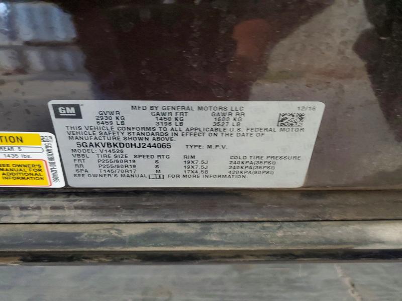 Aukcja sprzedaży 2017 Buick Enclave, vin: 5GAKVBKD0HJ244065, numer aukcji: 56872236