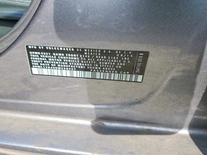58836176 :رقم المزاد ، 3VWL17AJ3GM228427 vin ، 2016 Volkswagen Jetta مزاد بيع