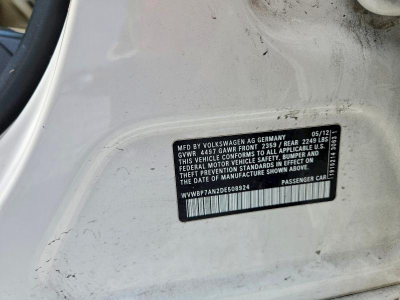 Продажа на аукционе авто 2013 Volkswagen Cc, vin: WVWBP7AN2DE508924, номер лота: 57150456