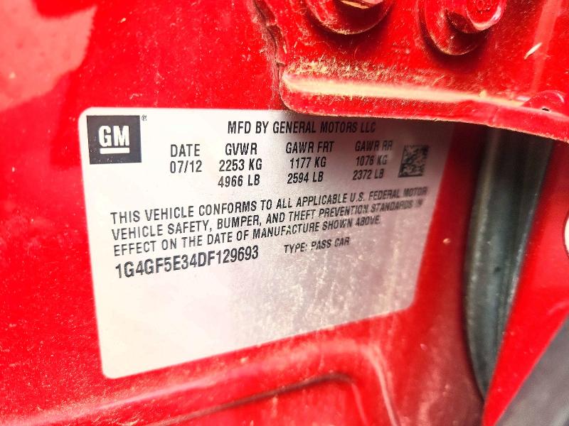 2013 Buick Lacrosse მანქანა იყიდება აუქციონზე, vin: 1G4GF5E34DF129693, აუქციონის ნომერი: 58897596