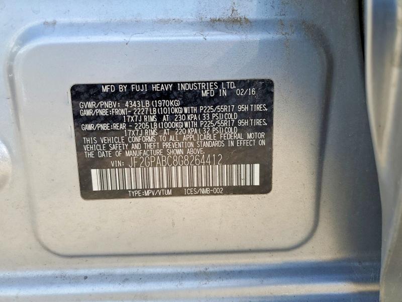 56770606 :رقم المزاد ، JF2GPABC8G8264412 vin ، 2016 Subaru Crosstrek مزاد بيع