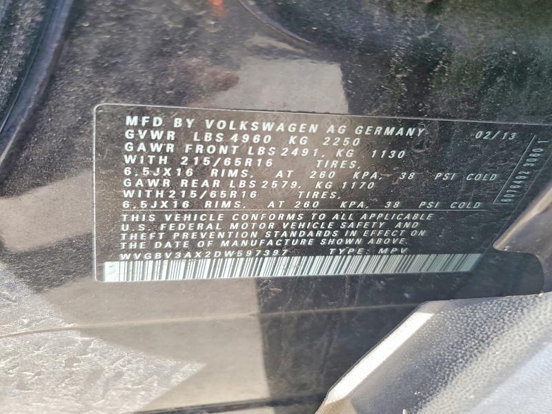 2013 Volkswagen Tiguan მანქანა იყიდება აუქციონზე, vin: WVGBV3AX2DW597397, აუქციონის ნომერი: 56316916