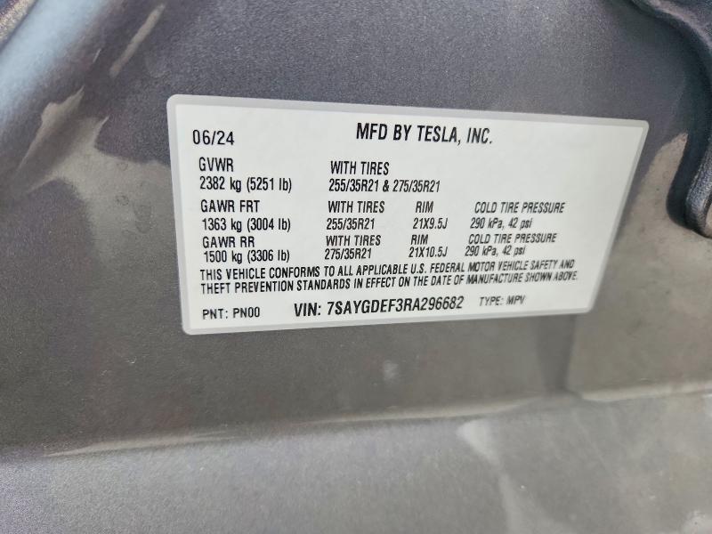 Aukcja sprzedaży 2024 Tesla Model Y, vin: 7SAYGDEF3RA296682, numer aukcji: 58137386