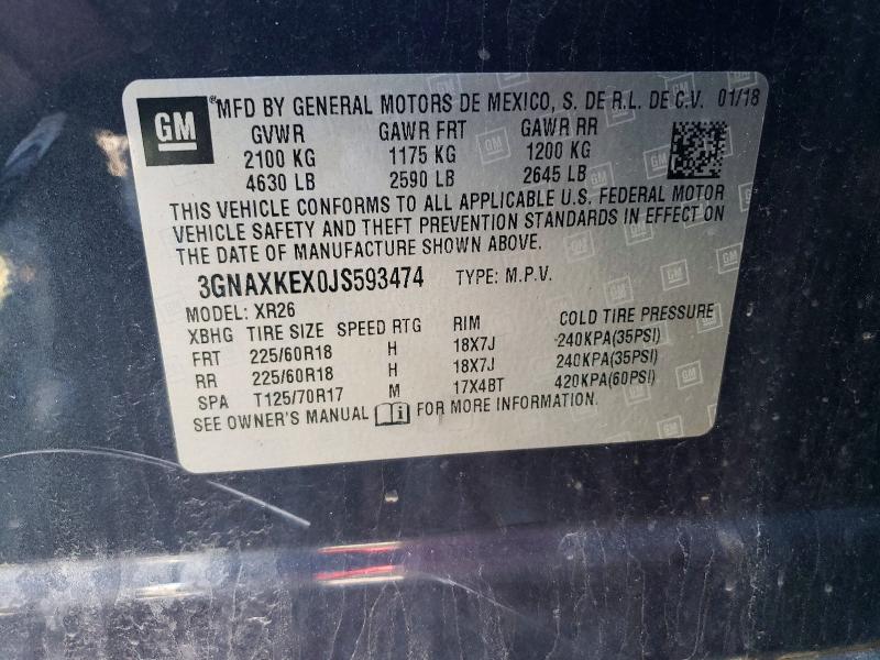 55511426 :رقم المزاد ، 3GNAXKEX0JS593474 vin ، 2018 Chevrolet Equinox مزاد بيع
