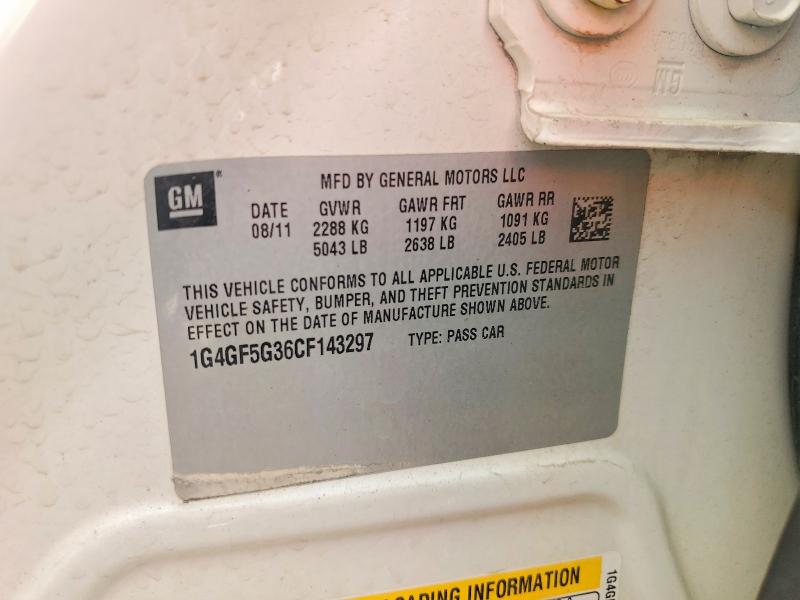 2012 Buick Lacrosse მანქანა იყიდება აუქციონზე, vin: 1G4GF5G36CF143297, აუქციონის ნომერი: 56121166