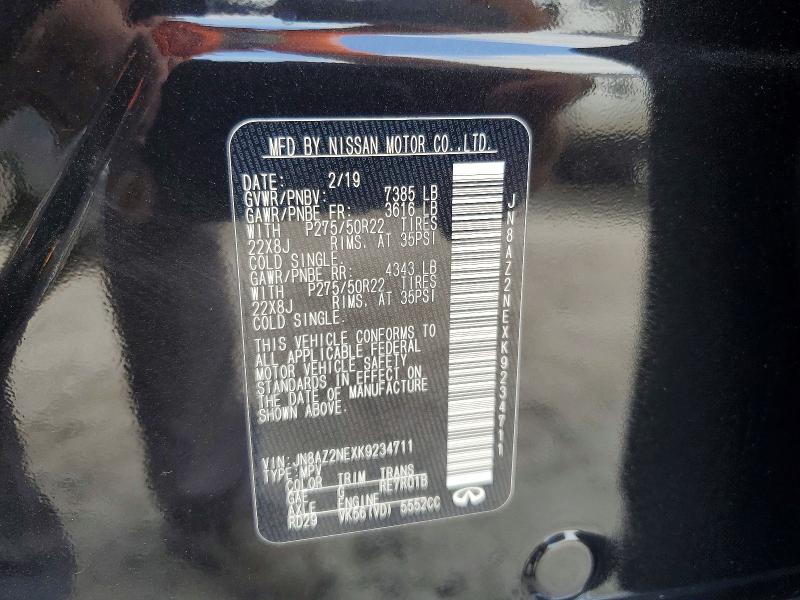 56528796 :رقم المزاد ، JN8AZ2NEXK9234711 vin ، 2019 Infiniti Qx80 مزاد بيع
