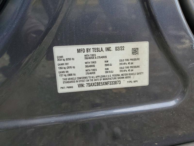 Aukcja sprzedaży 2022 Tesla Model X, vin: 7SAXCBE5XNF333873, numer aukcji: 56158656