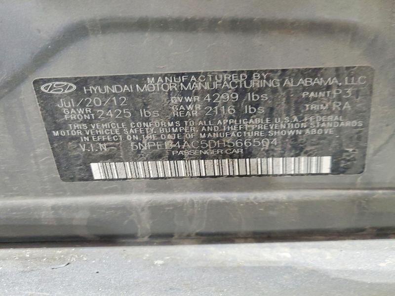 Продажа на аукционе авто 2013 Hyundai Sonata, vin: 5NPEB4AC5DH566504, номер лота: 54808046
