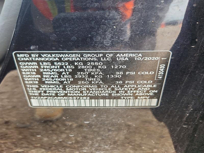 56480996 :رقم المزاد ، 1V2AP2CA8MC537282 vin ، 2021 Volkswagen Atlas مزاد بيع