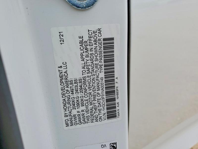 Продаж на аукціоні авто 2022 Honda Accord, vin: 1HGCV3F91NA005149, номер лоту: 56601326