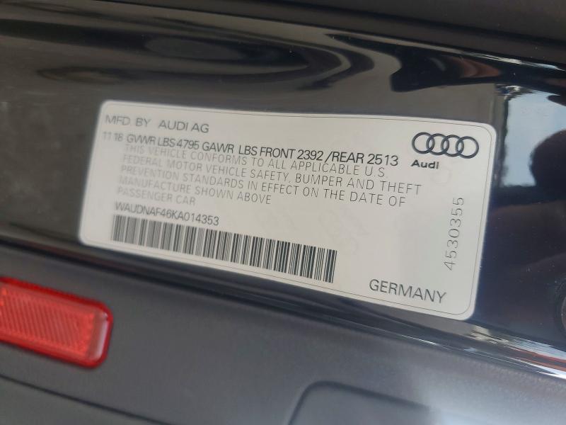 Aukcja sprzedaży 2019 Audi A4, vin: WAUDNAF46KA014353, numer aukcji: 76294155