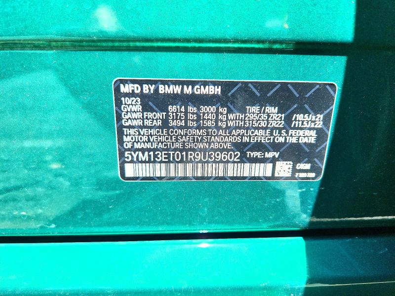 2024 Bmw X5 მანქანა იყიდება აუქციონზე, vin: 5YM13ET01R9U39602, აუქციონის ნომერი: 58769576