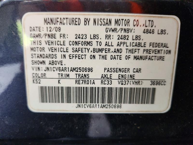 Auction sale of the 2010 Infiniti G37 Sedan, vin: JN1CV6AR1AM250696, lot number: 59062916