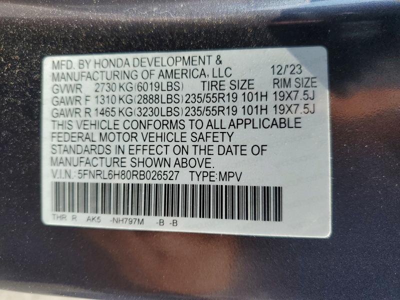 Aukcja sprzedaży 2024 Honda Odyssey, vin: 5FNRL6H80RB026527, numer aukcji: 57747756