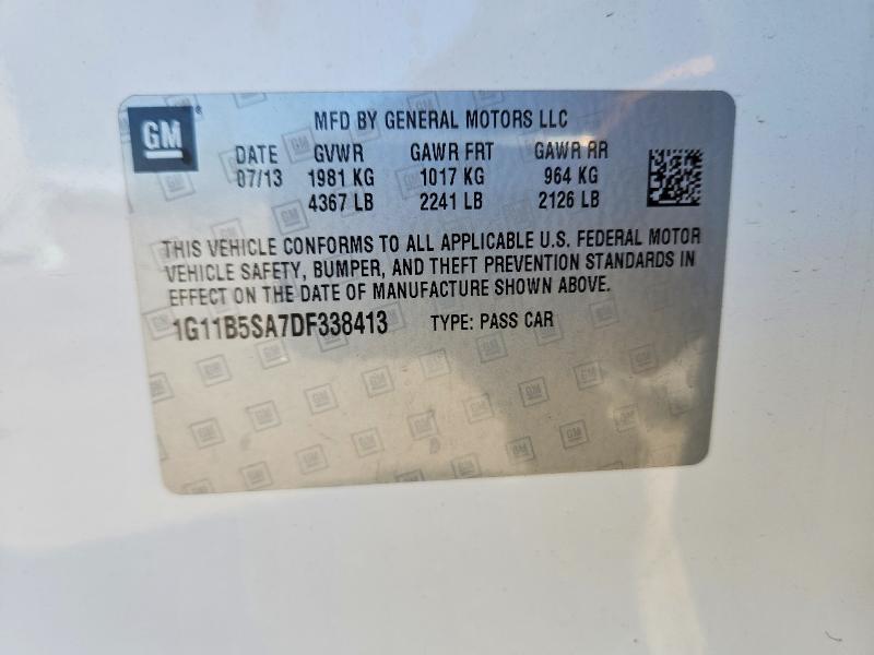 2013 Chevrolet Malibu მანქანა იყიდება აუქციონზე, vin: 1G11B5SA7DF338413, აუქციონის ნომერი: 55761106