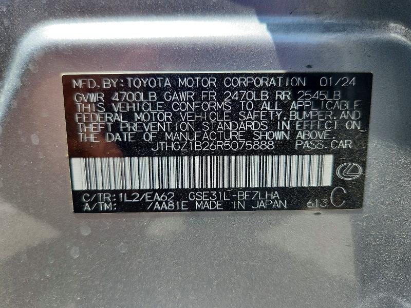 Aukcja sprzedaży 2024 Lexus Is 350, vin: JTHGZ1B26R5075888, numer aukcji: 54861546