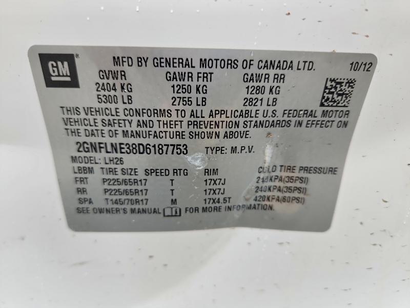 58194976 :رقم المزاد ، 2GNFLNE38D6187753 vin ، 2013 Chevrolet Equinox مزاد بيع