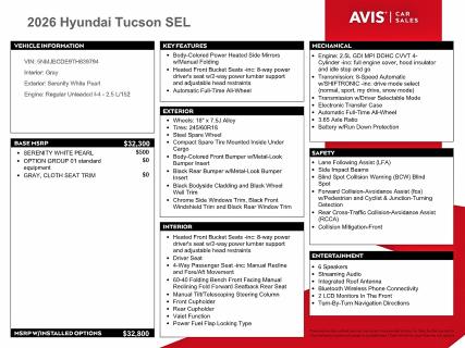 56240816 :رقم المزاد ، 5NMJBCDE9TH639794 vin ، 2026 Hyundai Tucson مزاد بيع