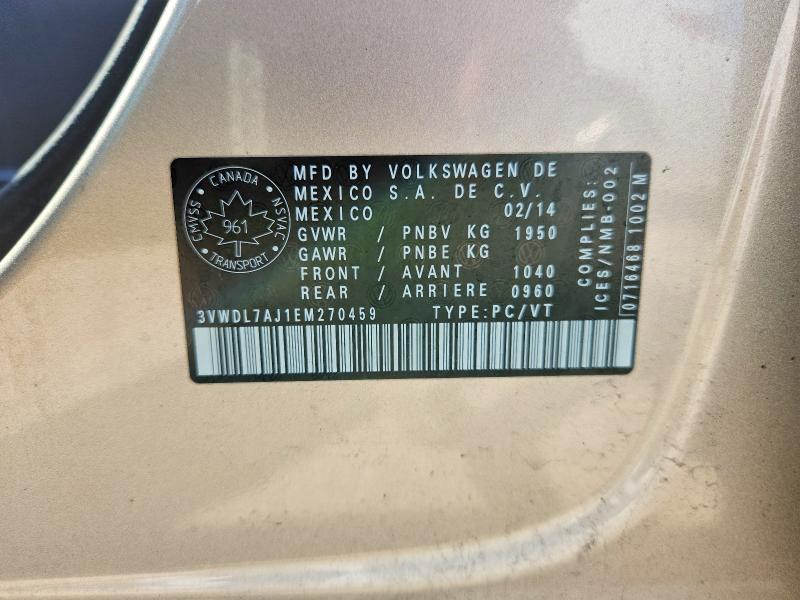Продажа на аукционе авто 2014 Volkswagen Jetta, vin: 3VWDL7AJ1EM270459, номер лота: 57219276