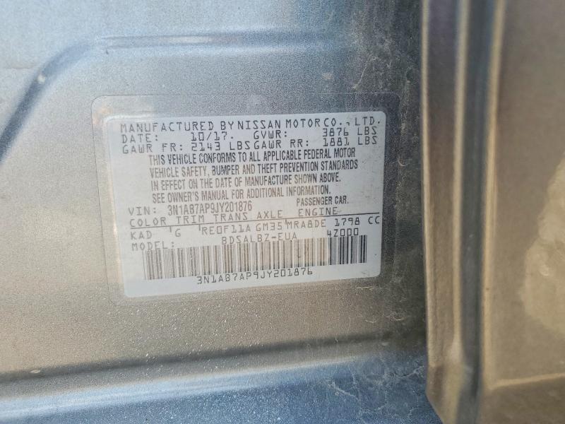 Aukcja sprzedaży 2018 Nissan Sentra, vin: 3N1AB7AP9JY201876, numer aukcji: 56106896