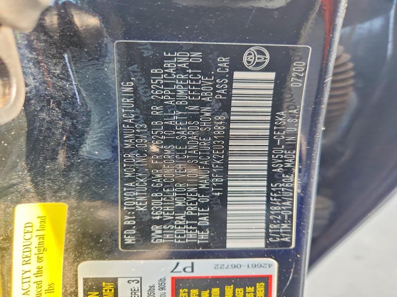 2014 Toyota Camry მანქანა იყიდება აუქციონზე, vin: 4T1BF1FK2EU318848, აუქციონის ნომერი: 57947666