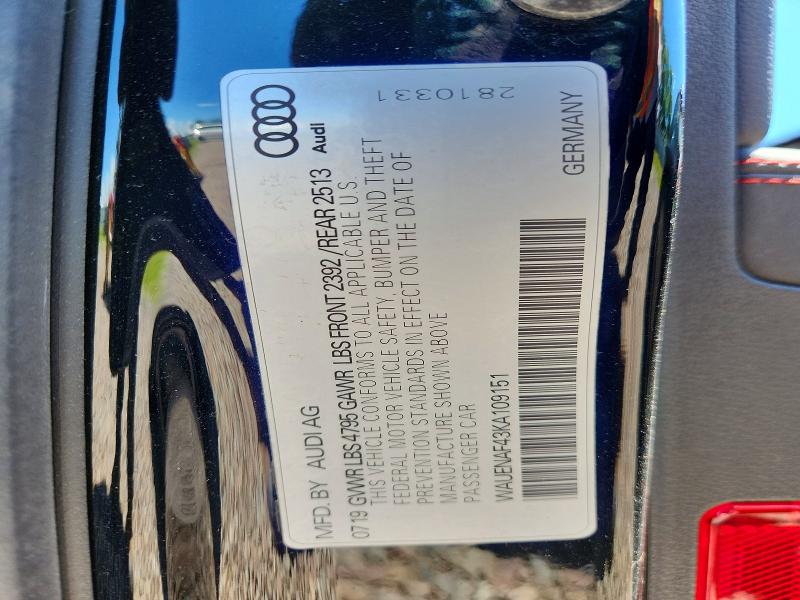 Продаж на аукціоні авто 2019 Audi A4, vin: WAUENAF43KA109151, номер лоту: 58045556