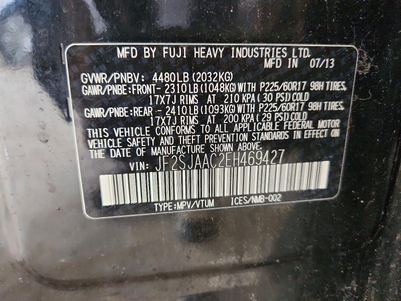 Aukcja sprzedaży 2014 Subaru Forester, vin: JF2SJAAC2EH469427, numer aukcji: 56602536