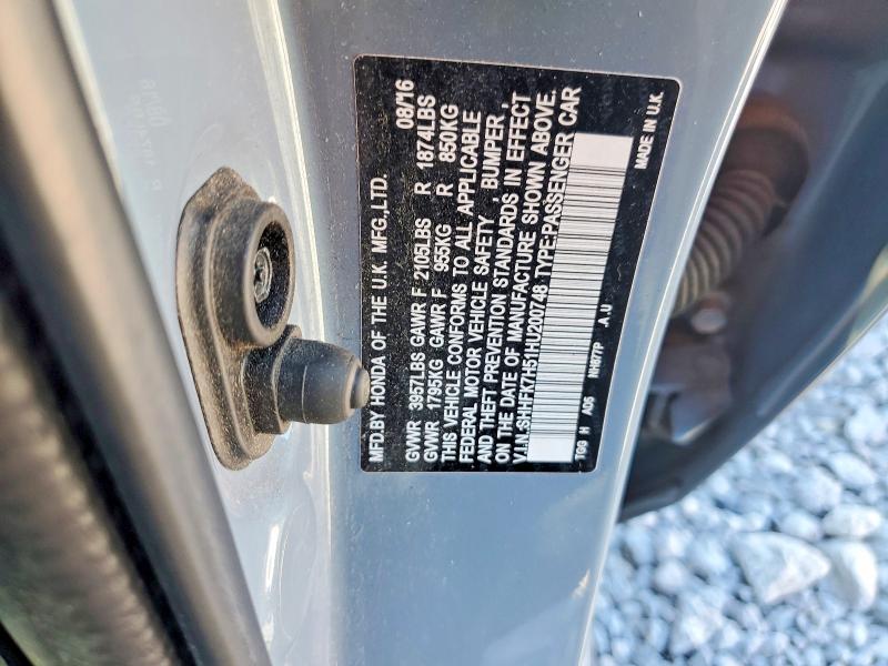 58435046 :رقم المزاد ، SHHFK7H51HU200748 vin ، 2017 Honda Civic مزاد بيع