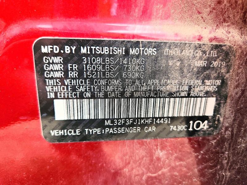 Продажа на аукционе авто 2019 Mitsubishi Mirage, vin: ML32F3FJ1KHF14491, номер лота: 58210346