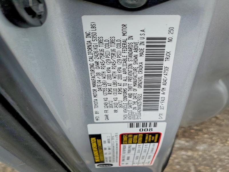 59369896 :رقم المزاد ، 5TEUU42NX8Z576521 vin ، 2008 Toyota Tacoma مزاد بيع