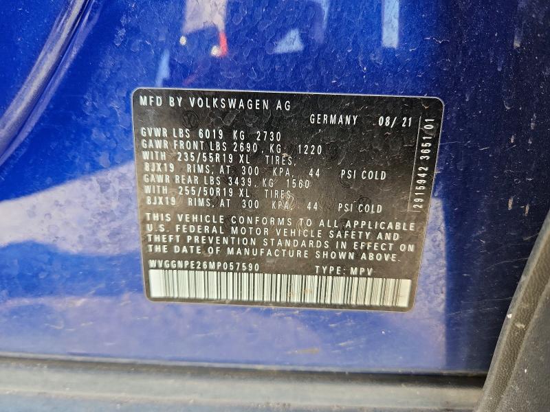 Продажа на аукционе авто 2021 Volkswagen Id.4, vin: WVGGNPE26MP057590, номер лота: 58386956