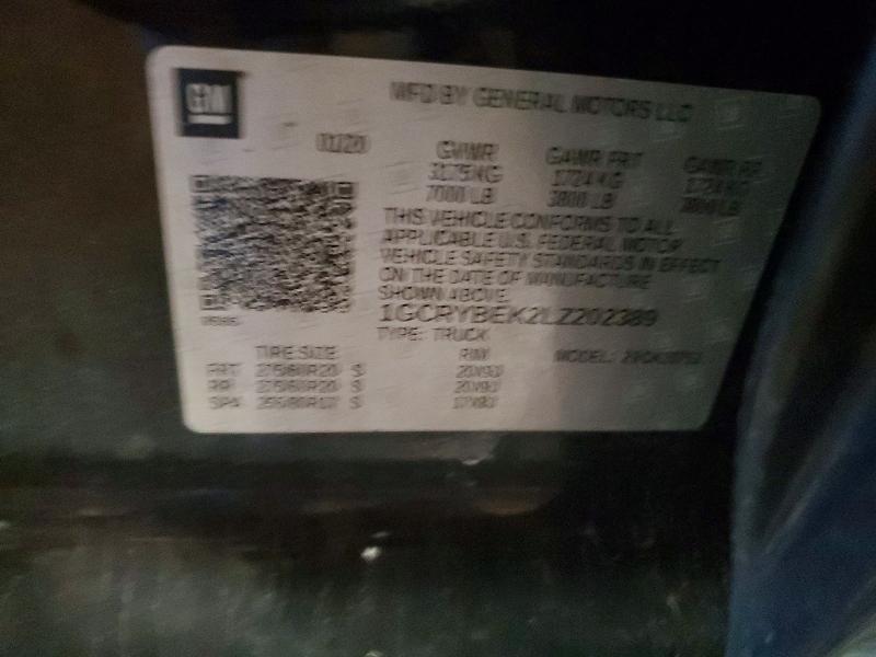 2020 Chevrolet Silverado მანქანა იყიდება აუქციონზე, vin: 1GCRYBEK2LZ202389, აუქციონის ნომერი: 57115246