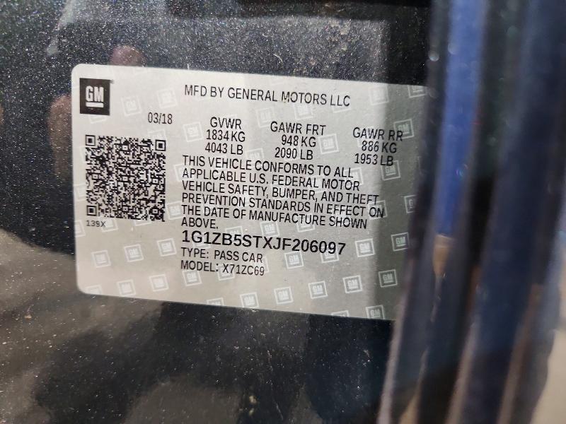 56487796 :رقم المزاد ، 1G1ZB5STXJF206097 vin ، 2018 Chevrolet Malibu مزاد بيع
