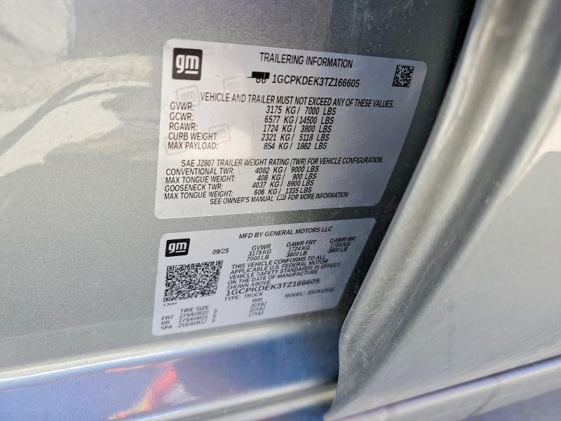 Aukcja sprzedaży 2026 Chevrolet Silverado, vin: 1GCPKDEK3TZ166605, numer aukcji: 56113746