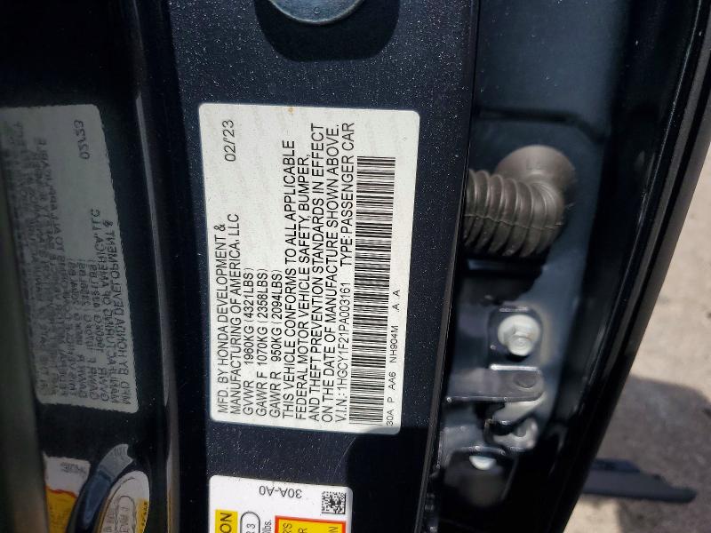 2023 Honda Accord მანქანა იყიდება აუქციონზე, vin: 1HGCY1F21PA003161, აუქციონის ნომერი: 56961536