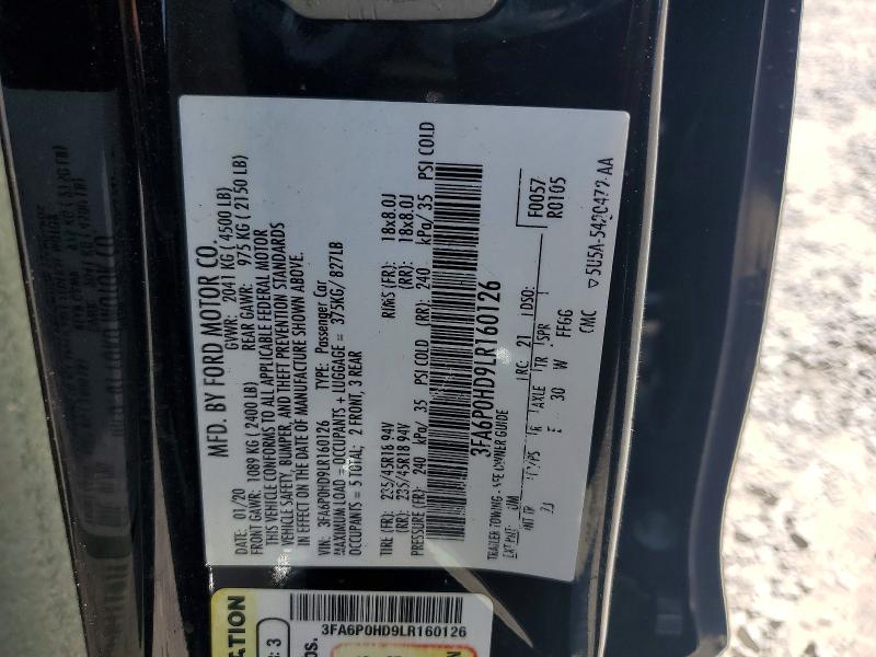 Продажа на аукционе авто 2020 Ford Fusion, vin: 3FA6P0HD9LR160126, номер лота: 57323546