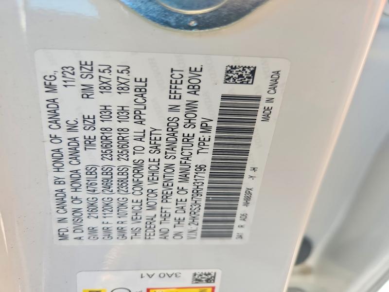 55475406 :رقم المزاد ، 2HKRS3H79RH317196 vin ، 2024 Honda Cr-v مزاد بيع
