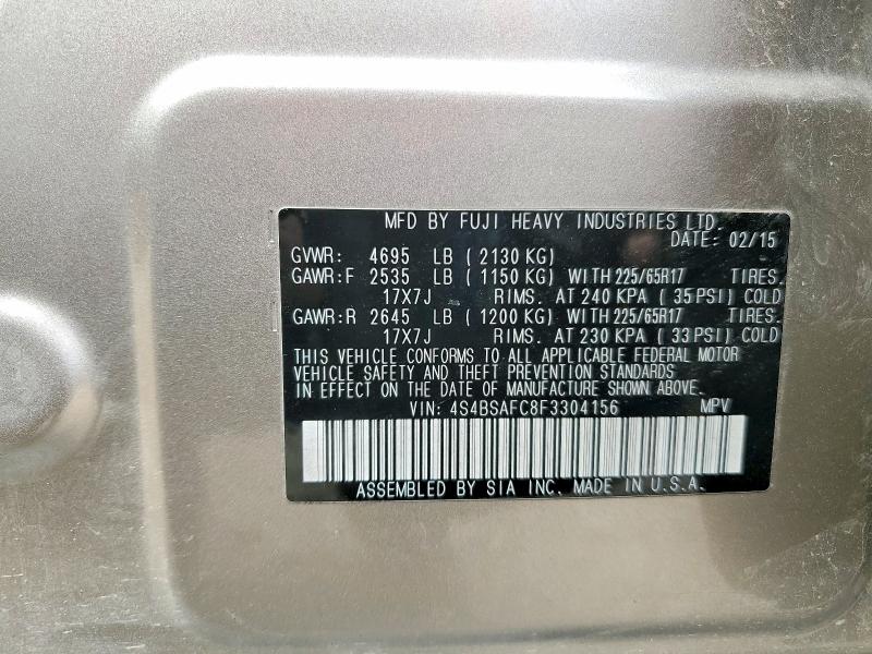 Aukcja sprzedaży 2015 Subaru Outback, vin: 4S4BSAFC8F3304156, numer aukcji: 58009946